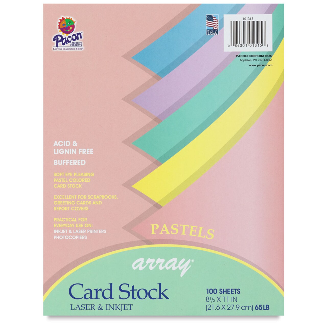 Pacon Card Stock - Pastel Colors, 8-1/2" x 11", Pkg of 100